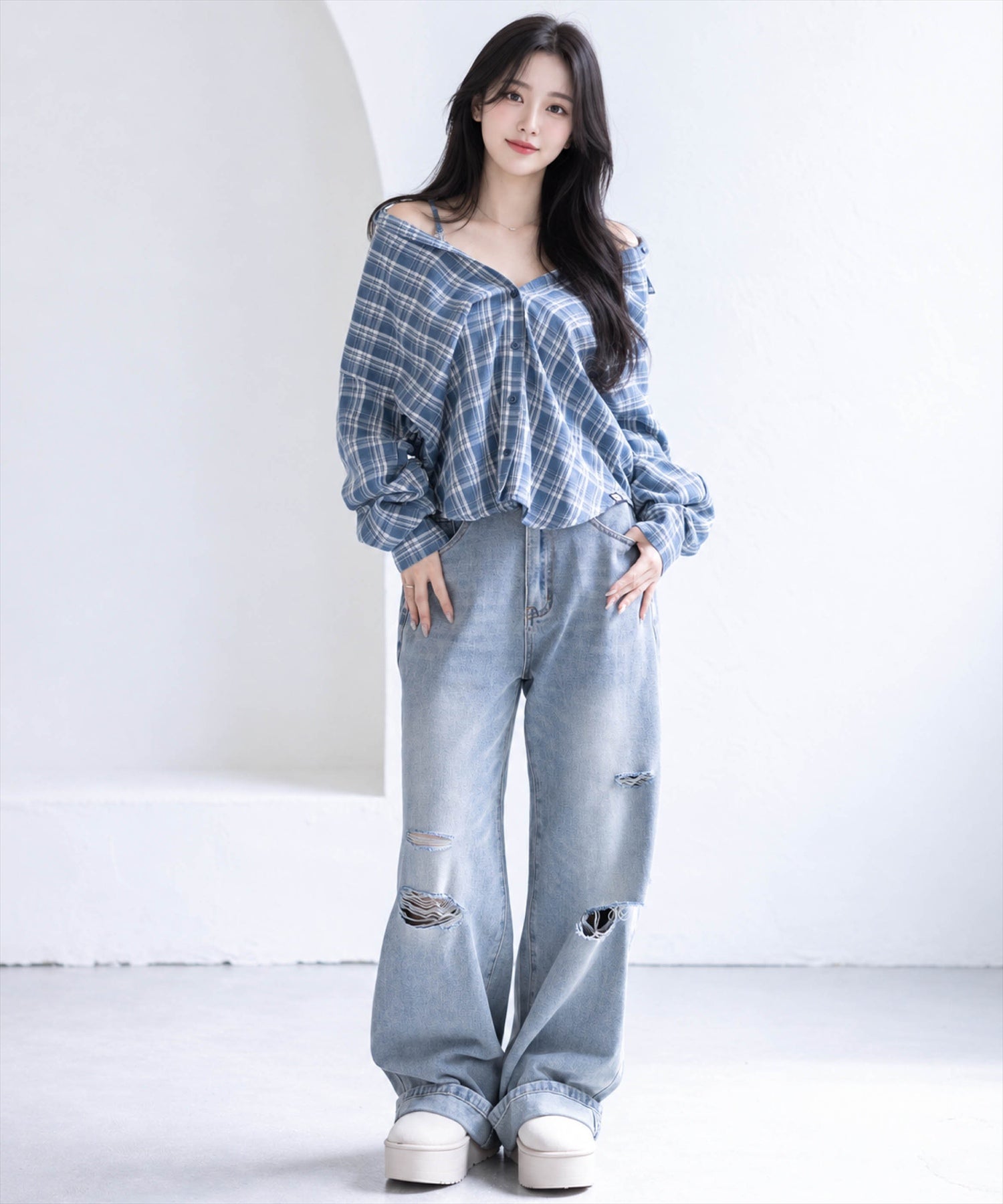 163cm/サックス着用