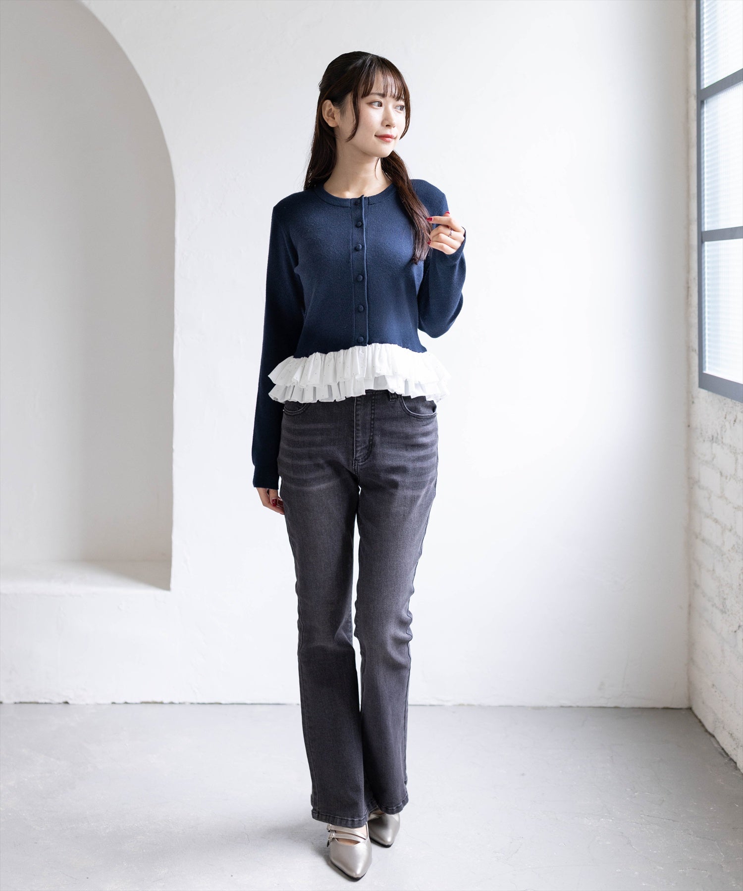 162cm/ネイビー着用