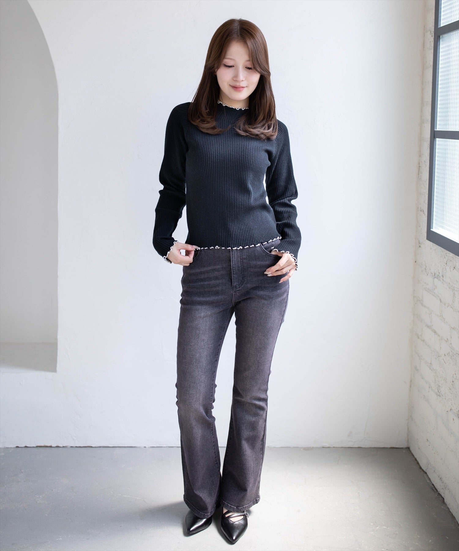 163cm/ブラック着用