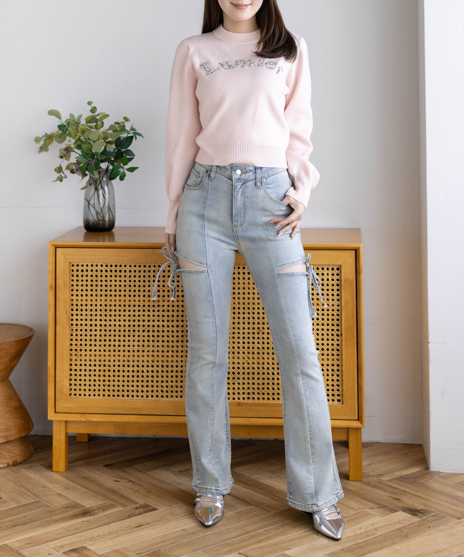 163cm/ピンク着用