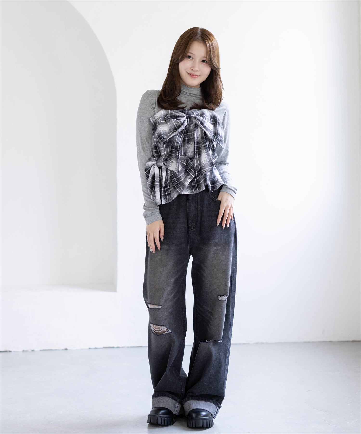 163cm/ブラック着用