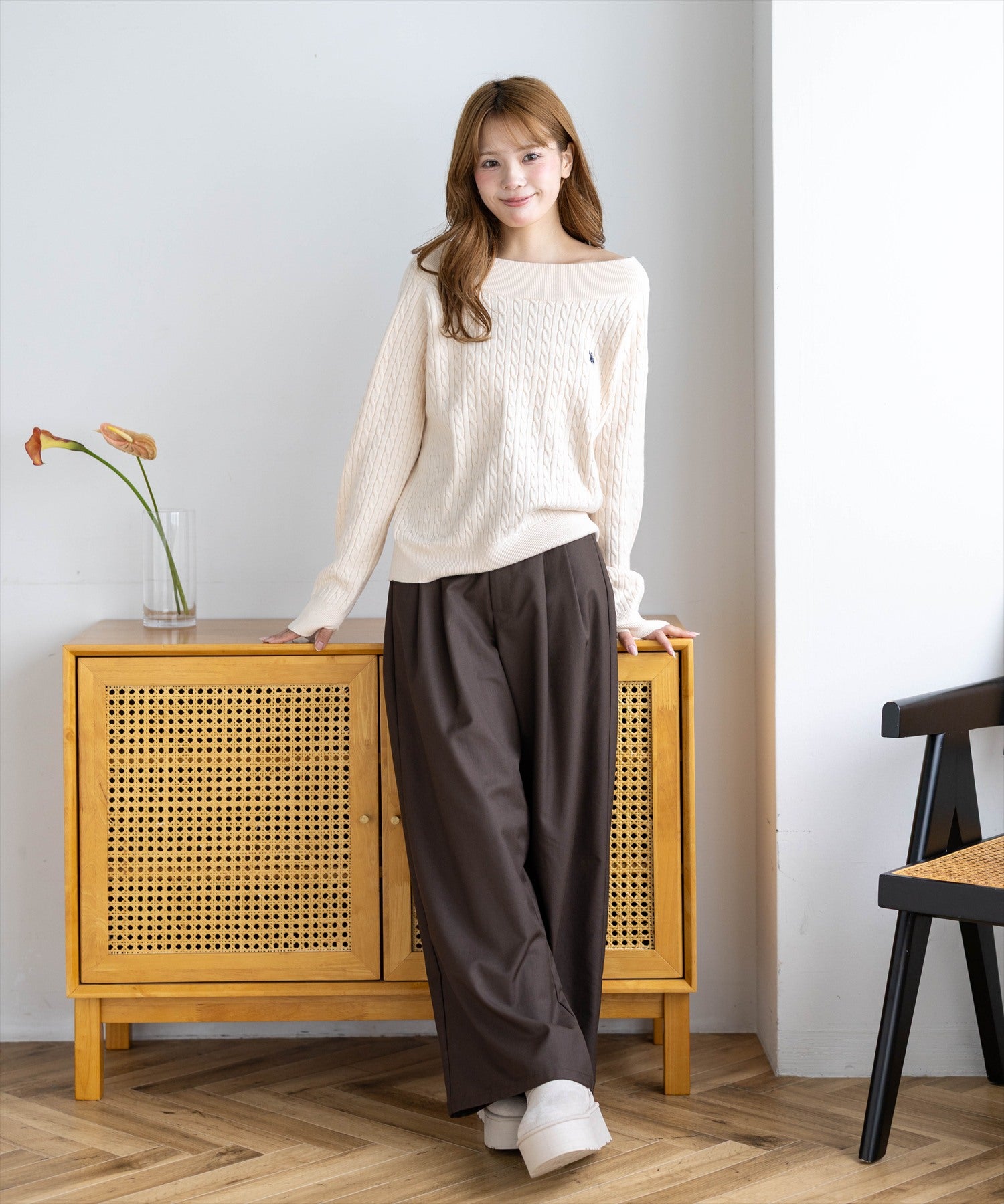 161cm/アイボリー着用