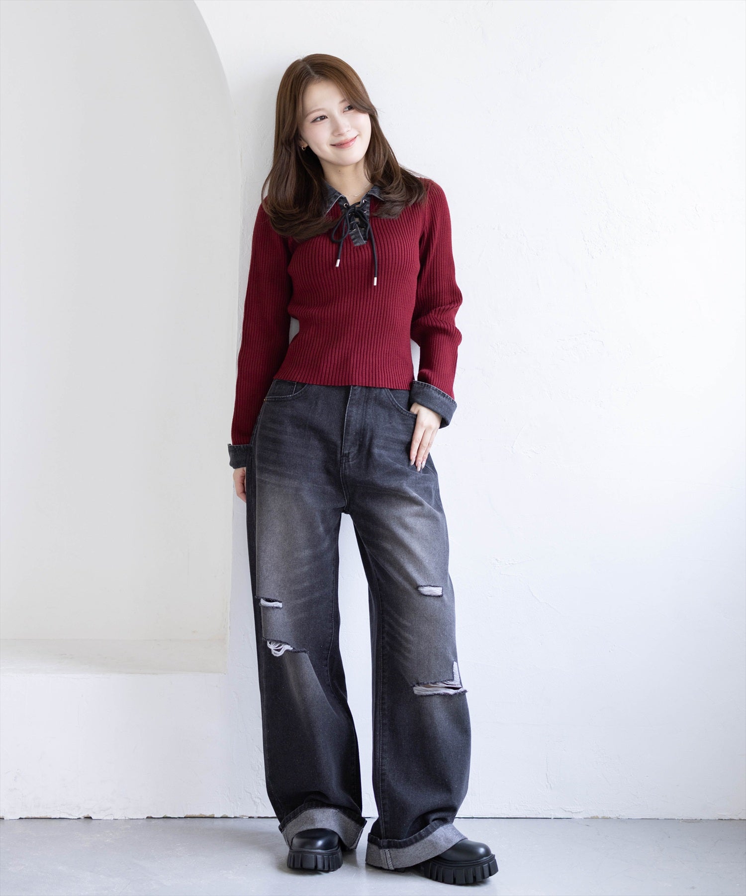 163cm/ボルドー着用