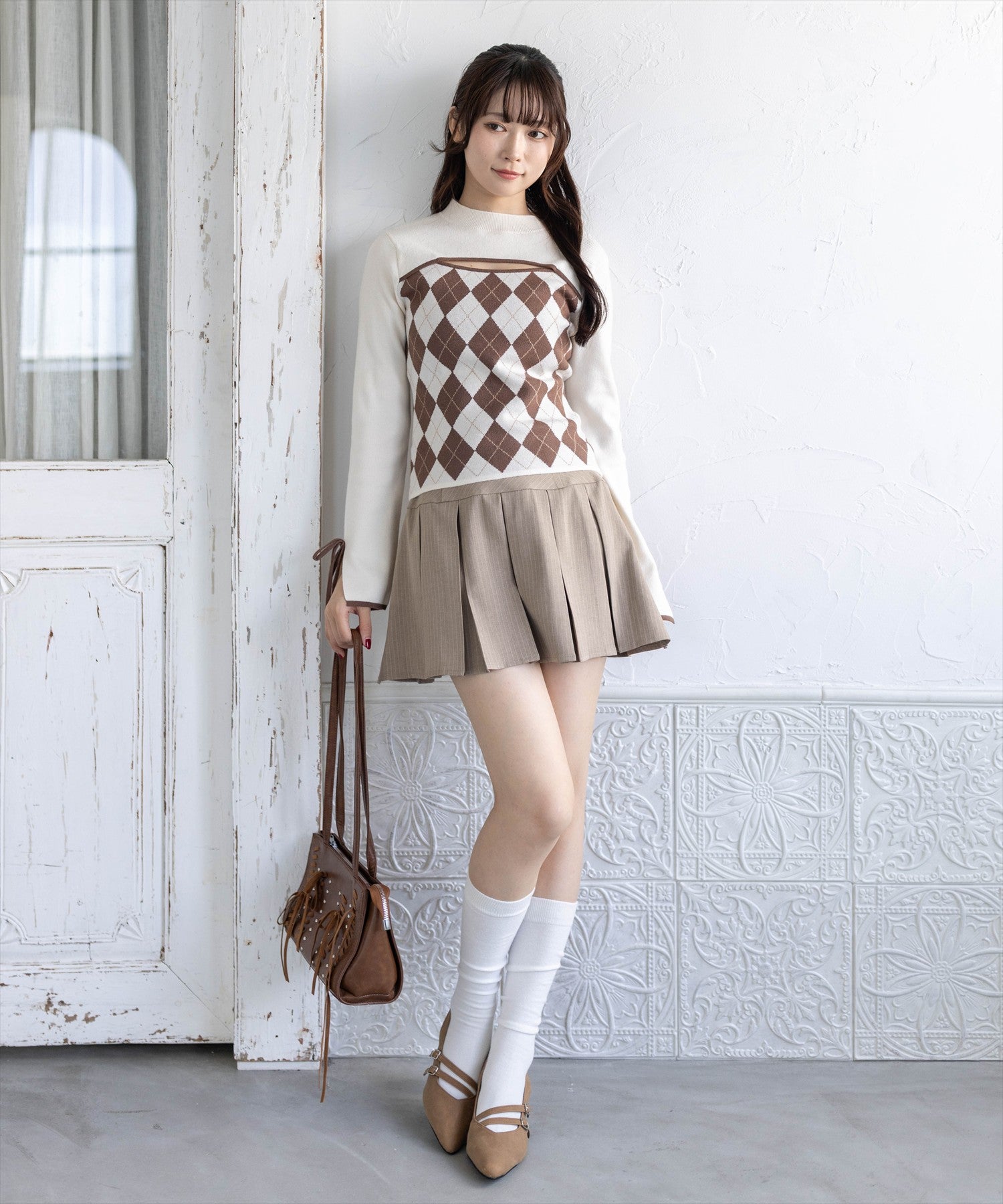 162cm/アイボリー着用