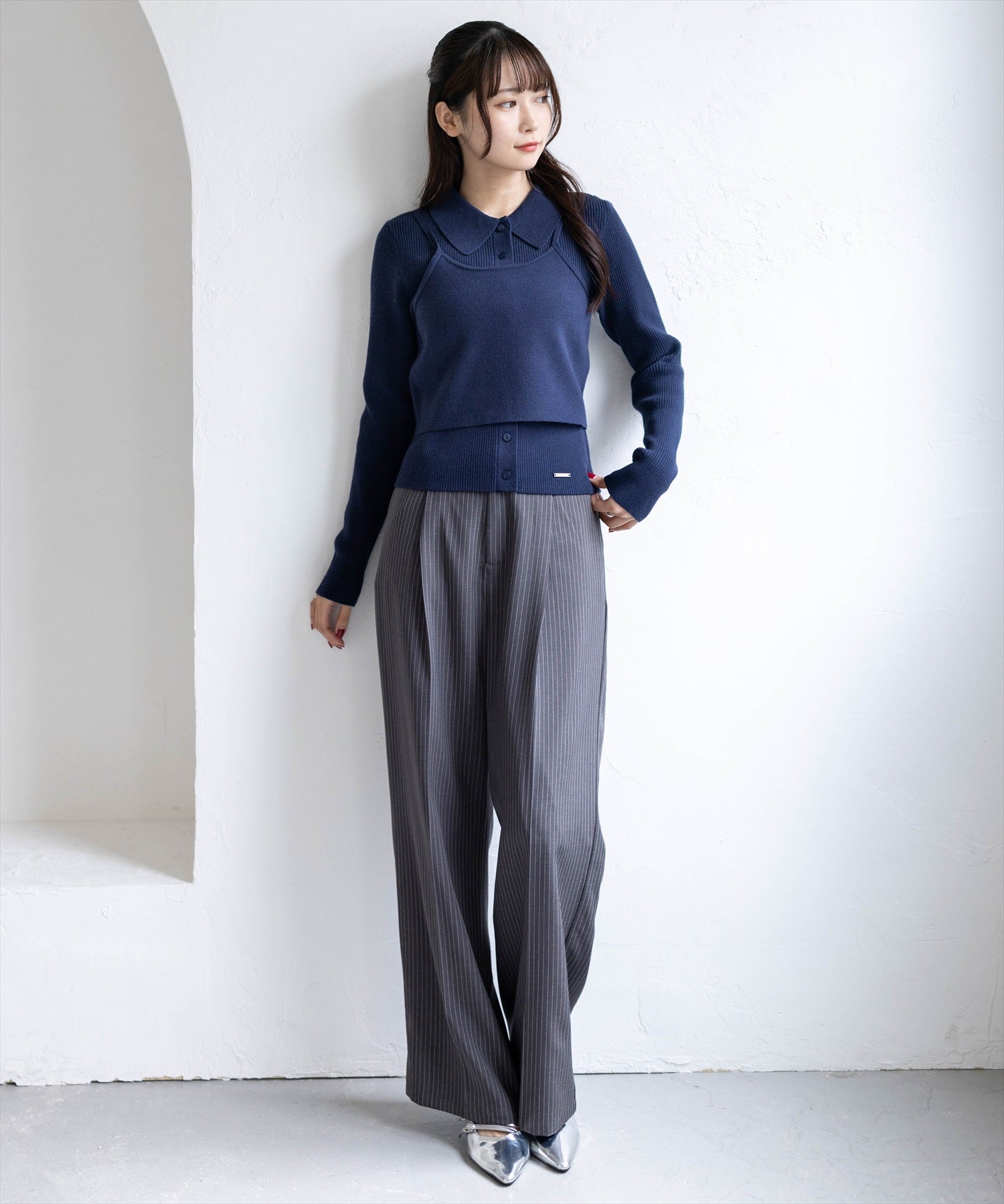 162cm/ネイビー着用