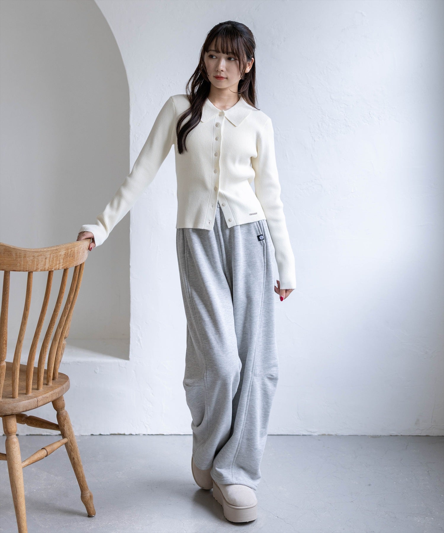 162cm/アイボリー着用