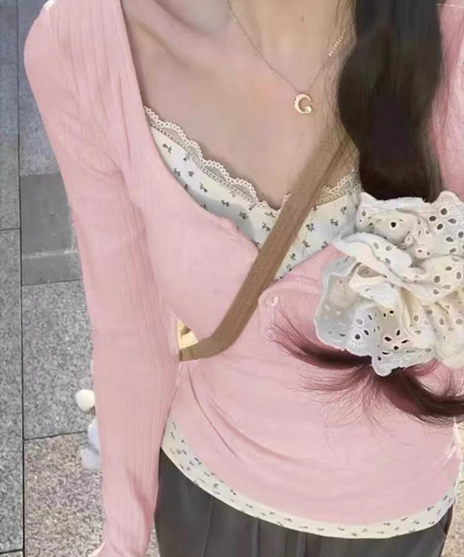 ピンク着用