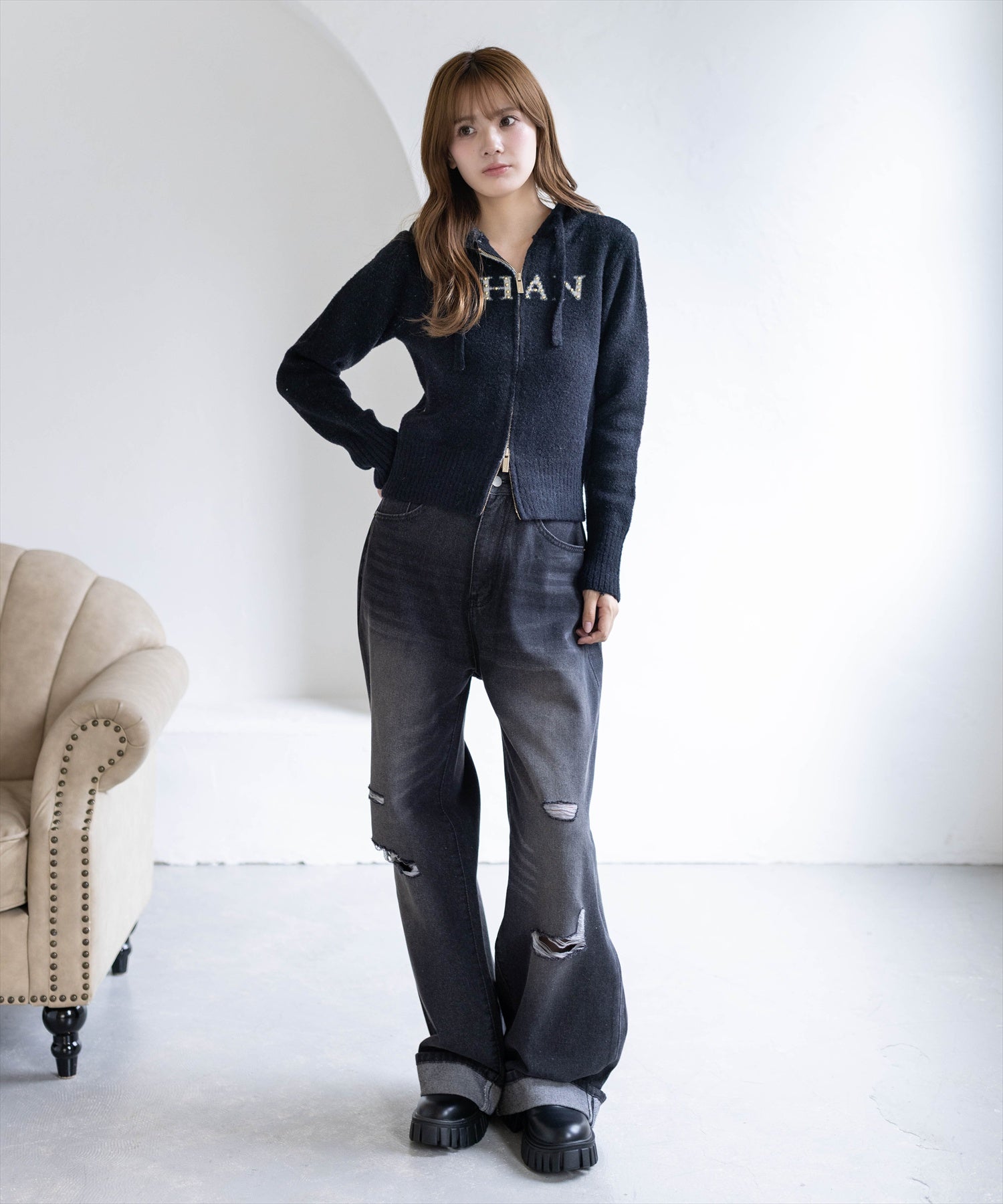 161cm/ブラック着用
