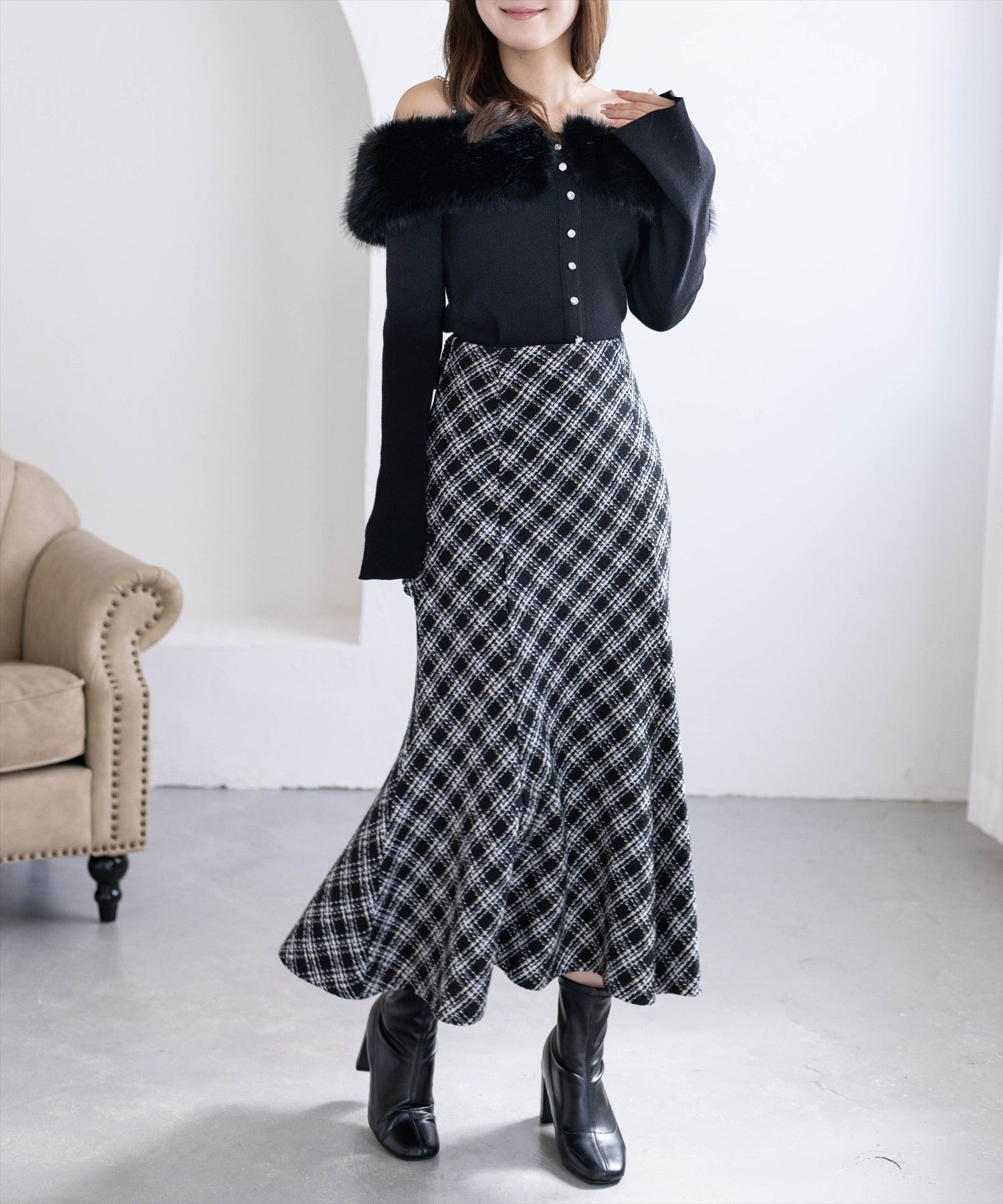 163cm/ブラック着用