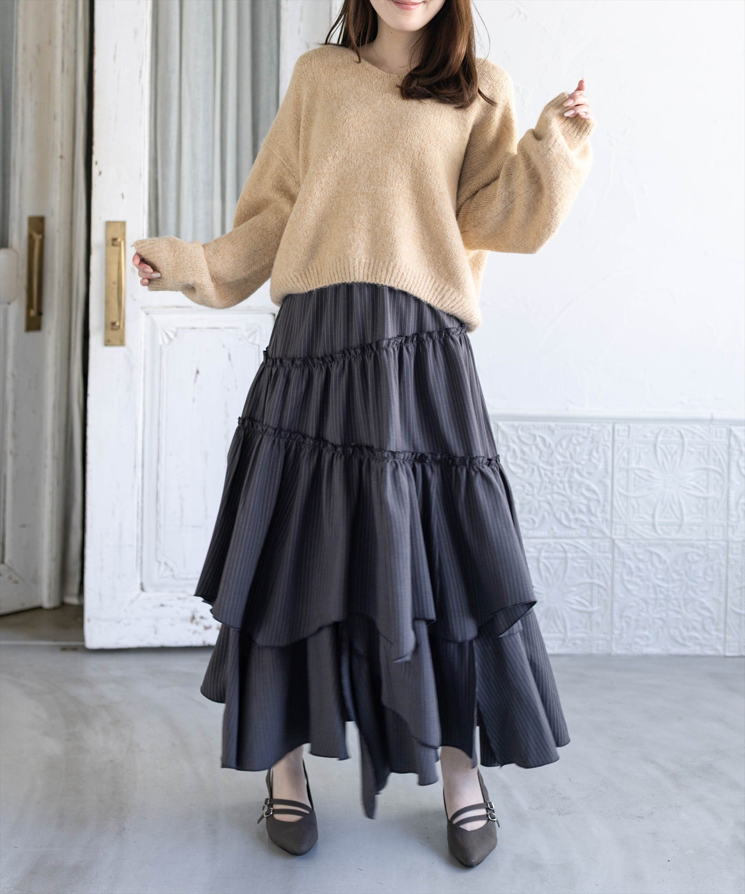 163cm/ベージュ着用