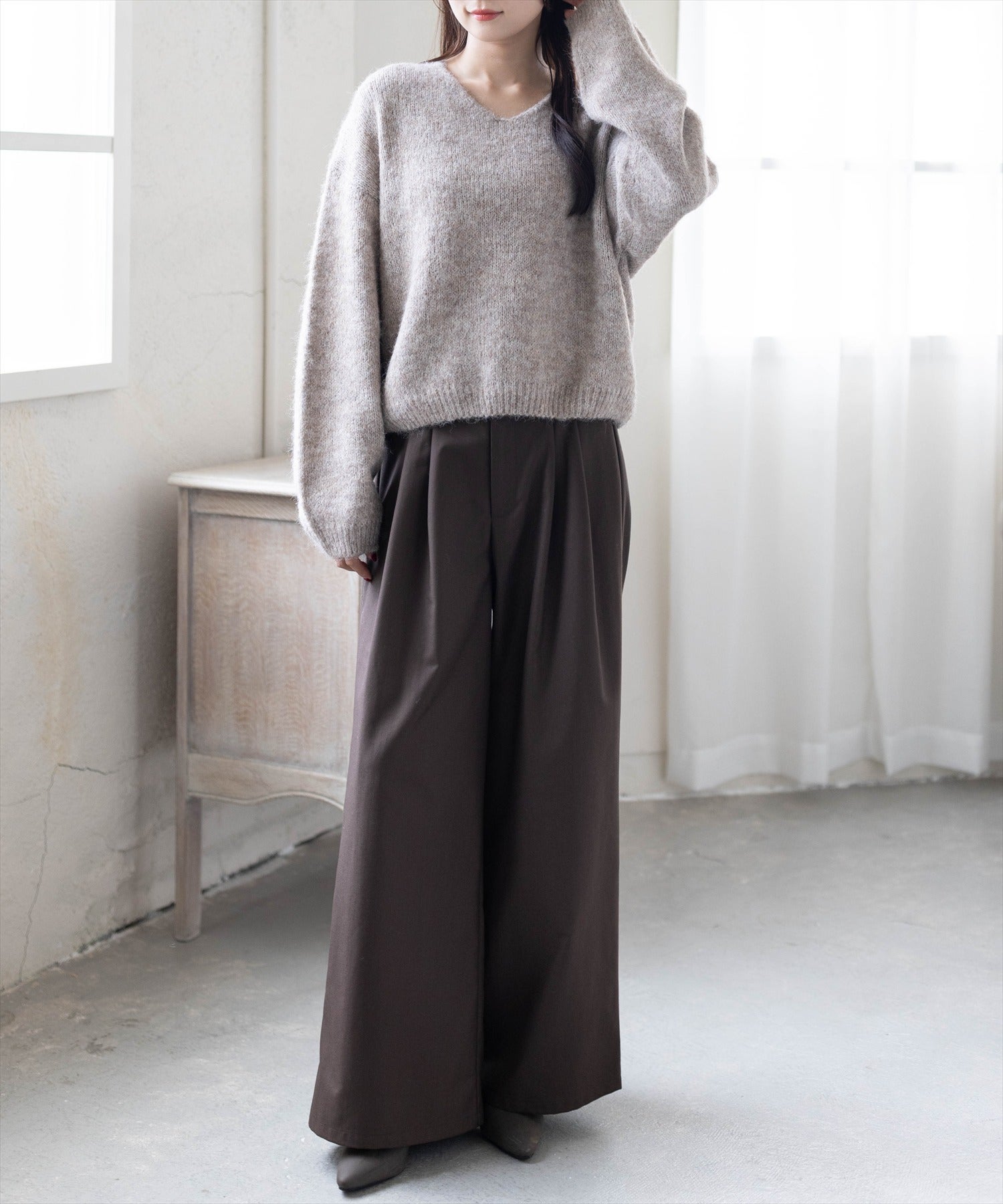 162cm/グレージュ着用