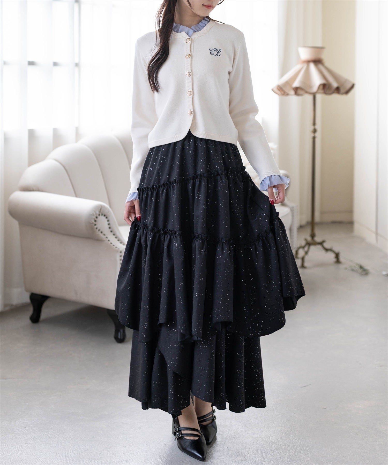 162cm/アイボリー着用