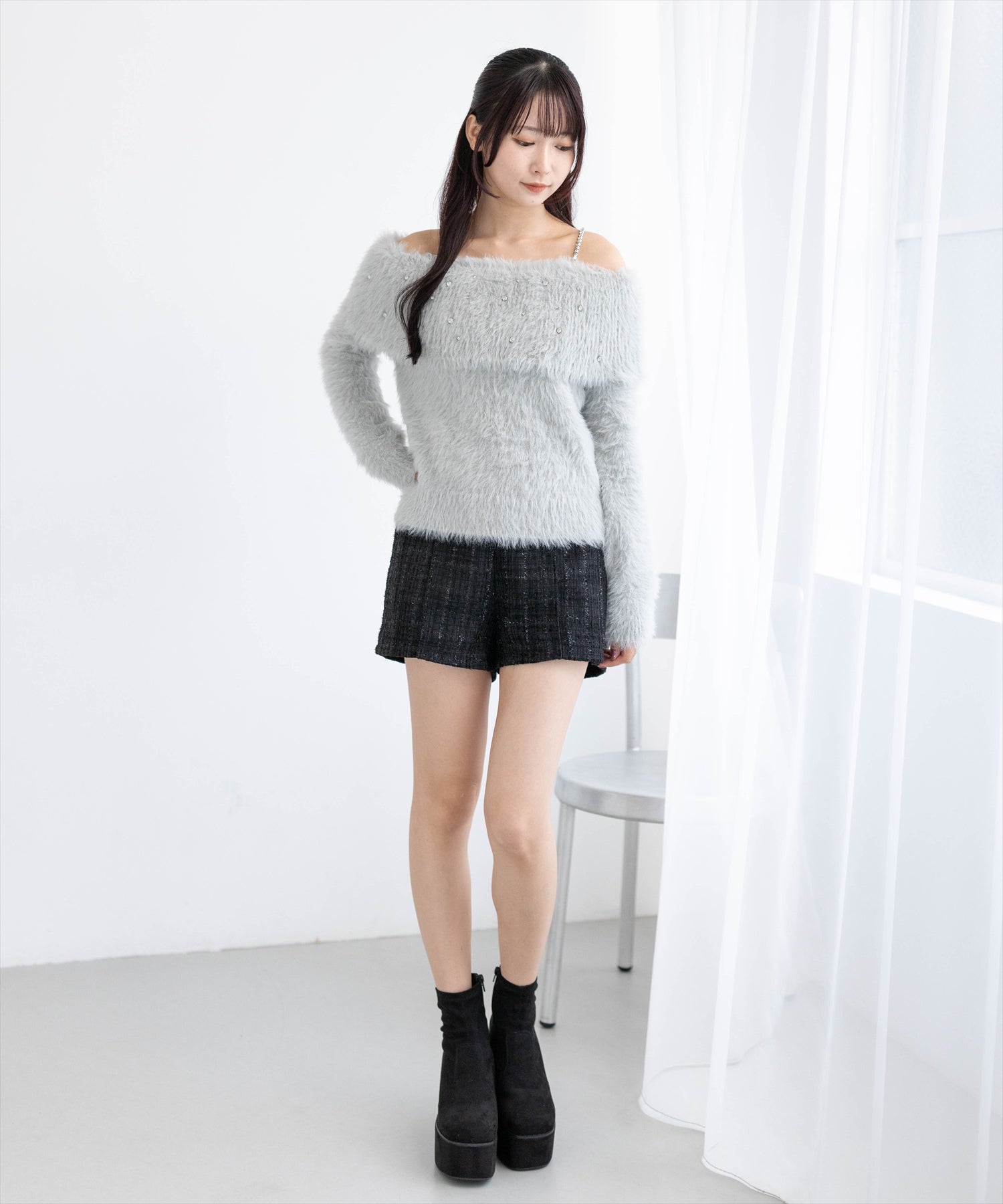 162cm/グレー着用