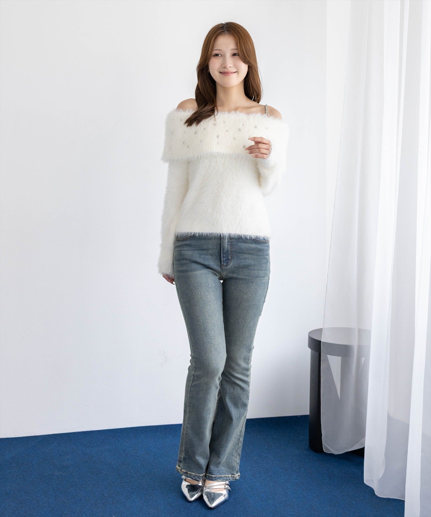 163cm/アイボリー着用