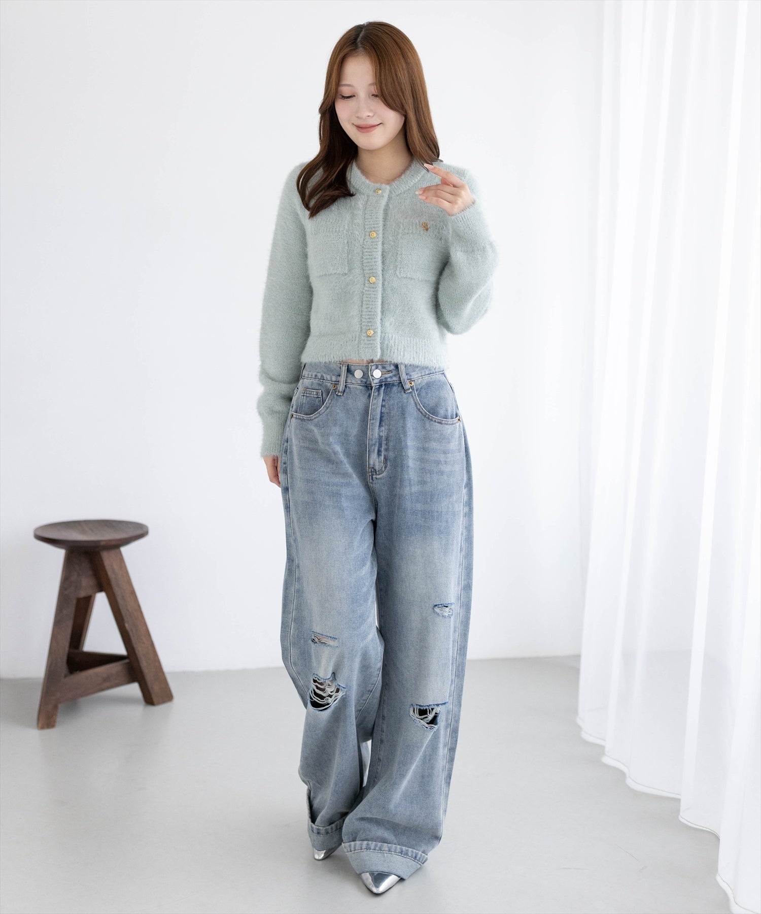 163cm/ミント着用