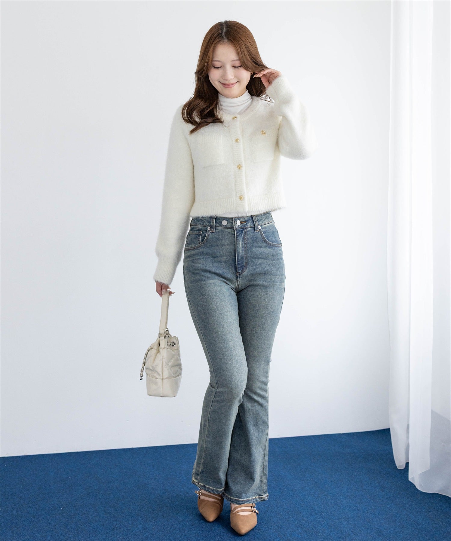 163cm/アイボリー着用