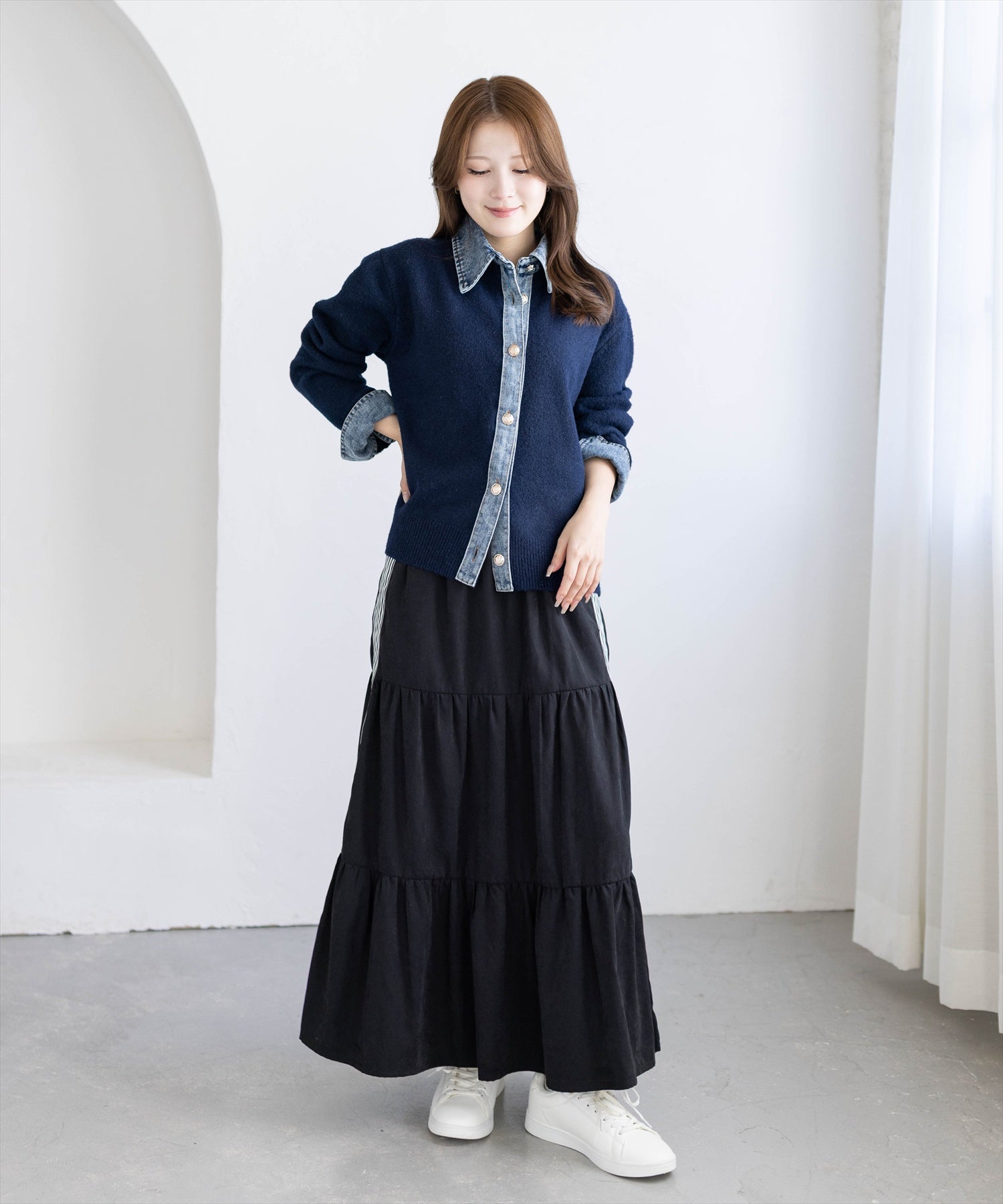 163cm/ネイビー着用