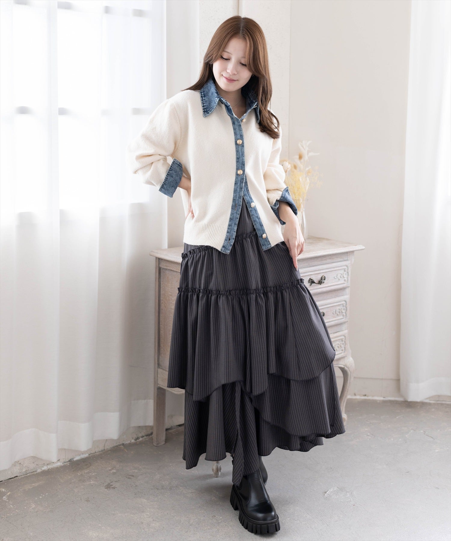 163cm/アイボリー着用