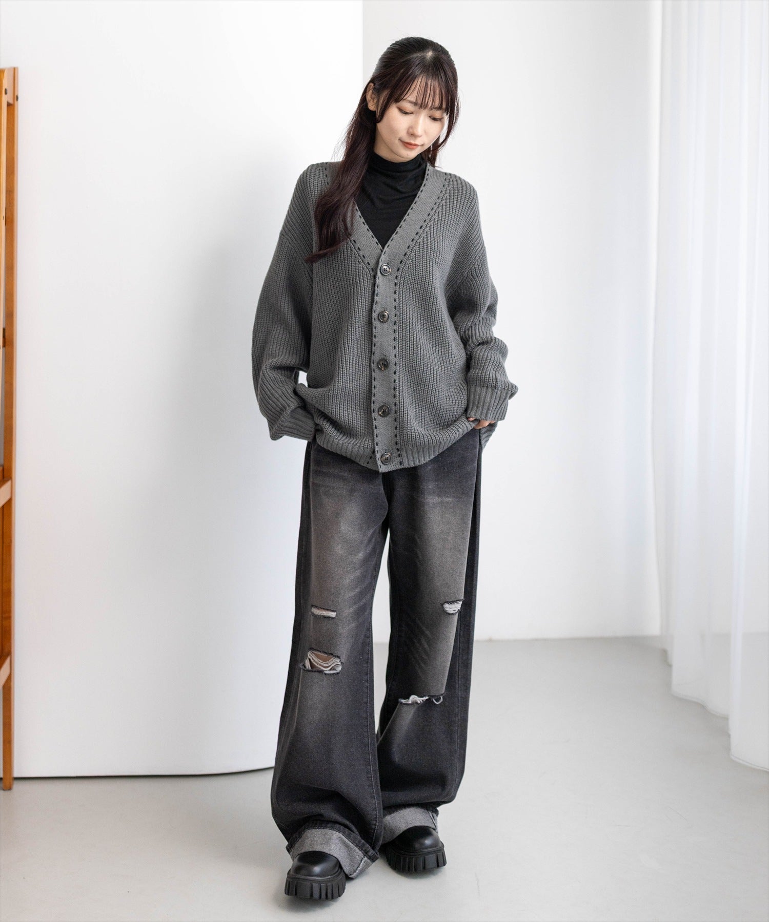 162cm/グレー着用