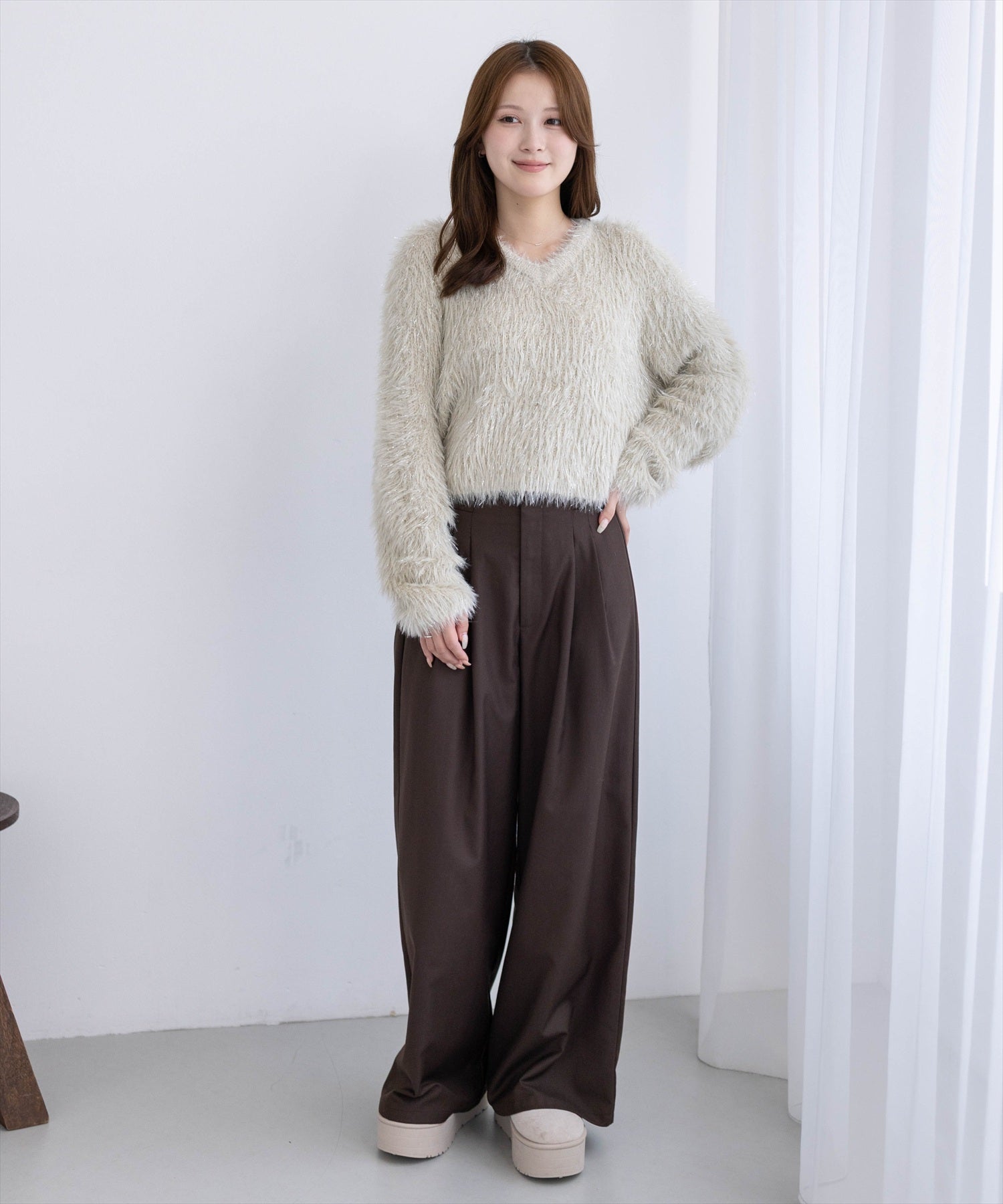 163cm/ベージュ着用