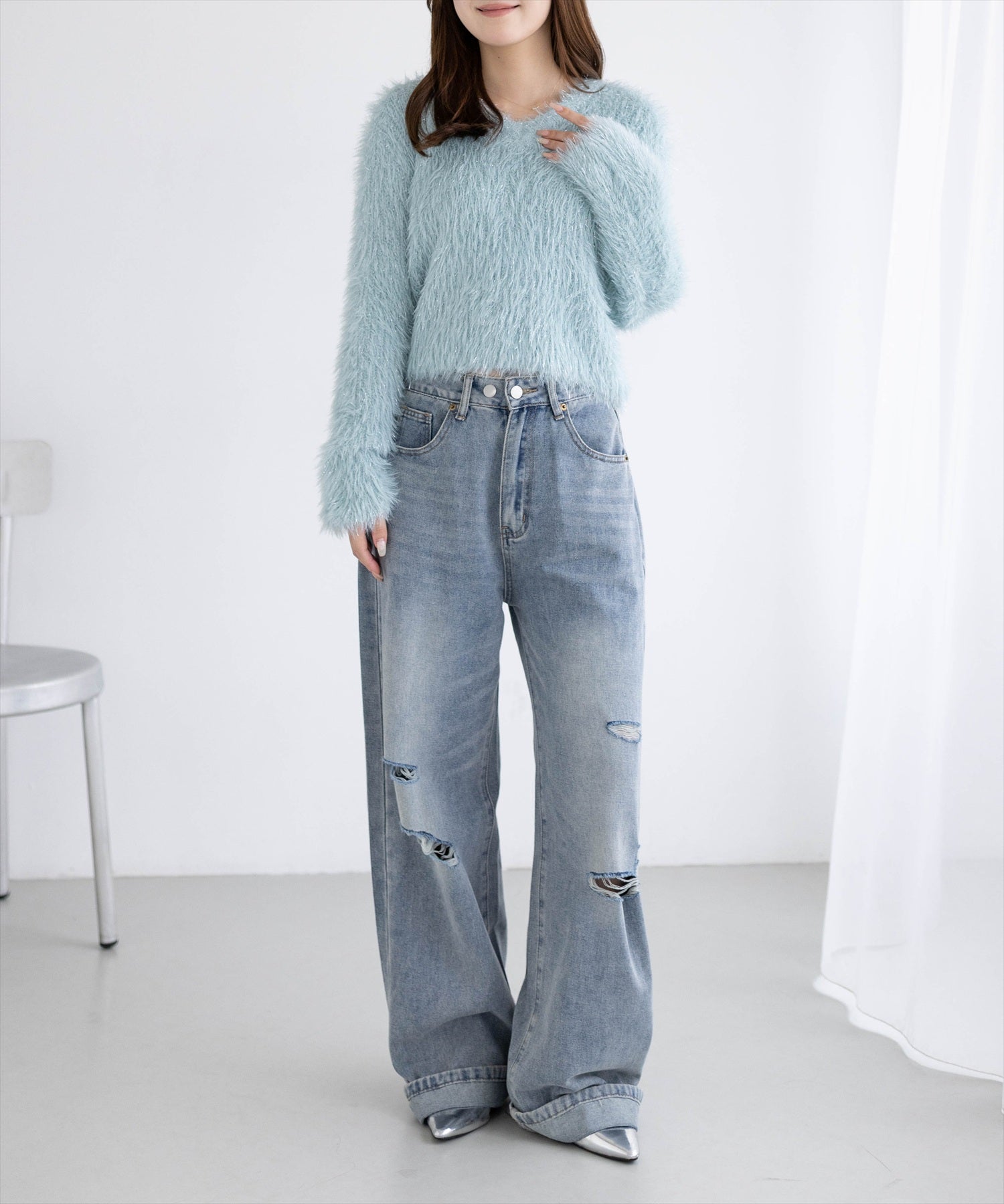 163cm/サックス着用