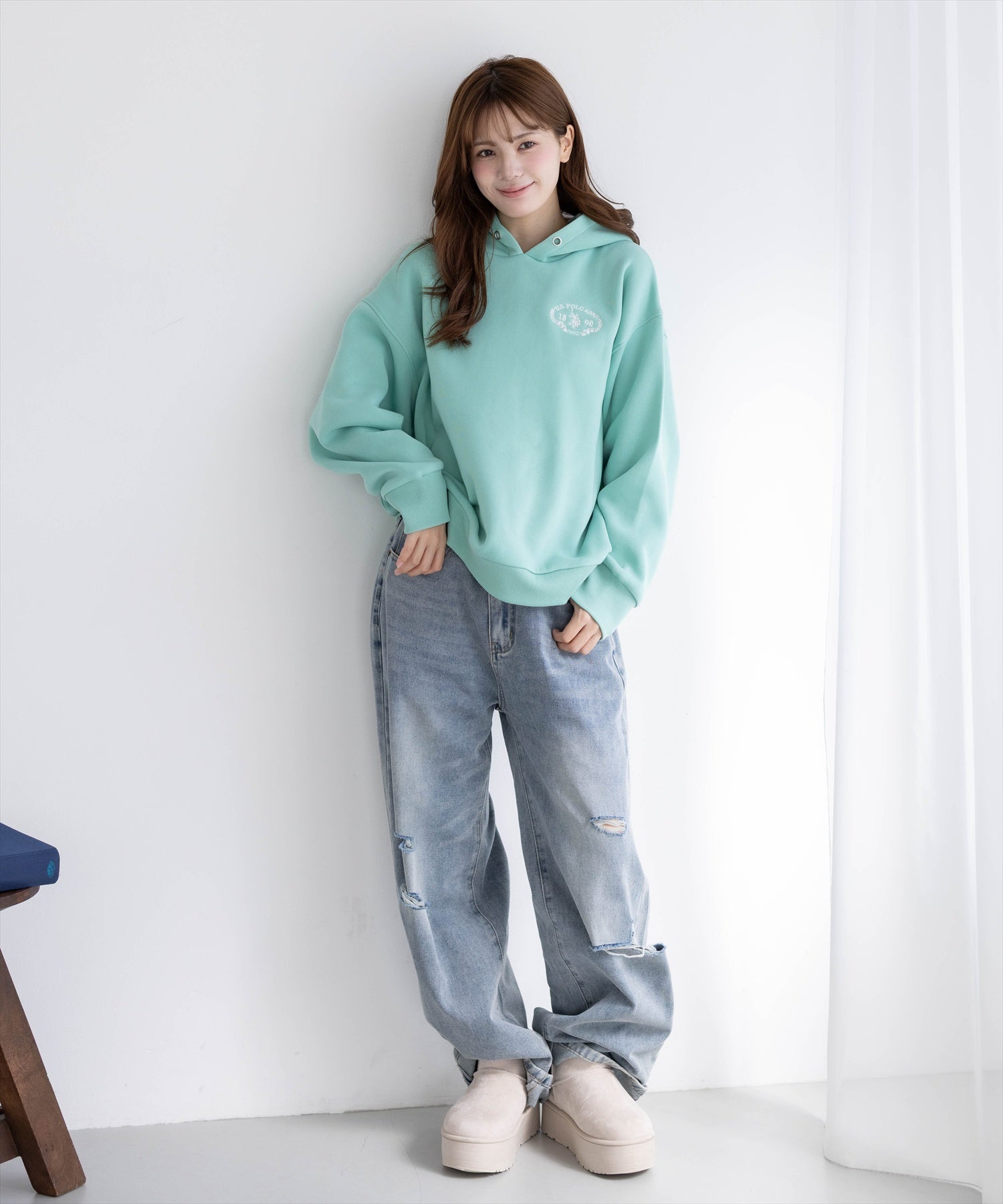 161cm/ミント着用