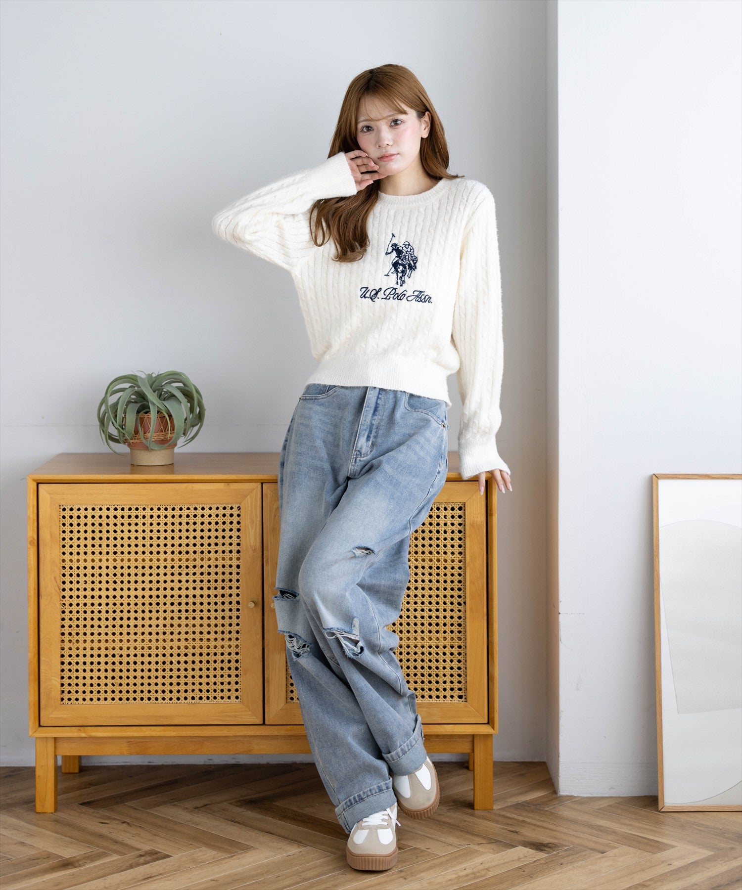 161cm/アイボリー着用