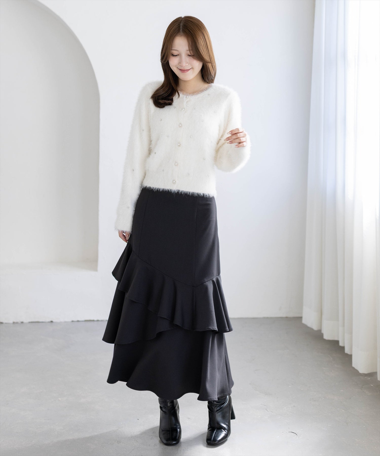 163cm/アイボリー着用