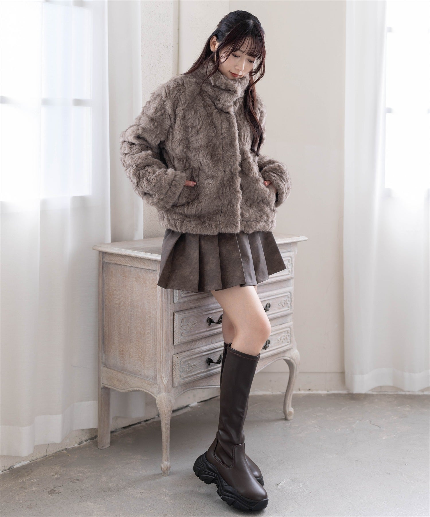 162cm/ブラウン着用