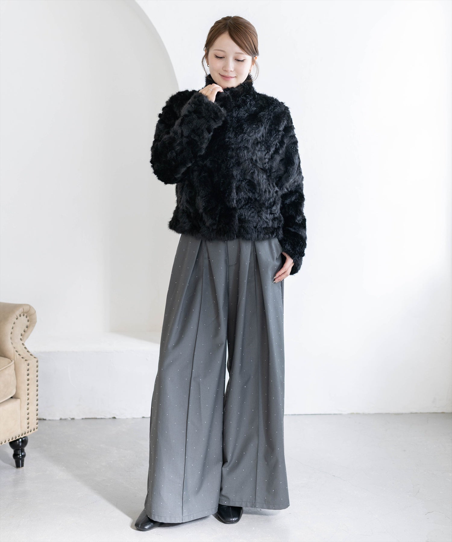 163cm/ブラック着用
