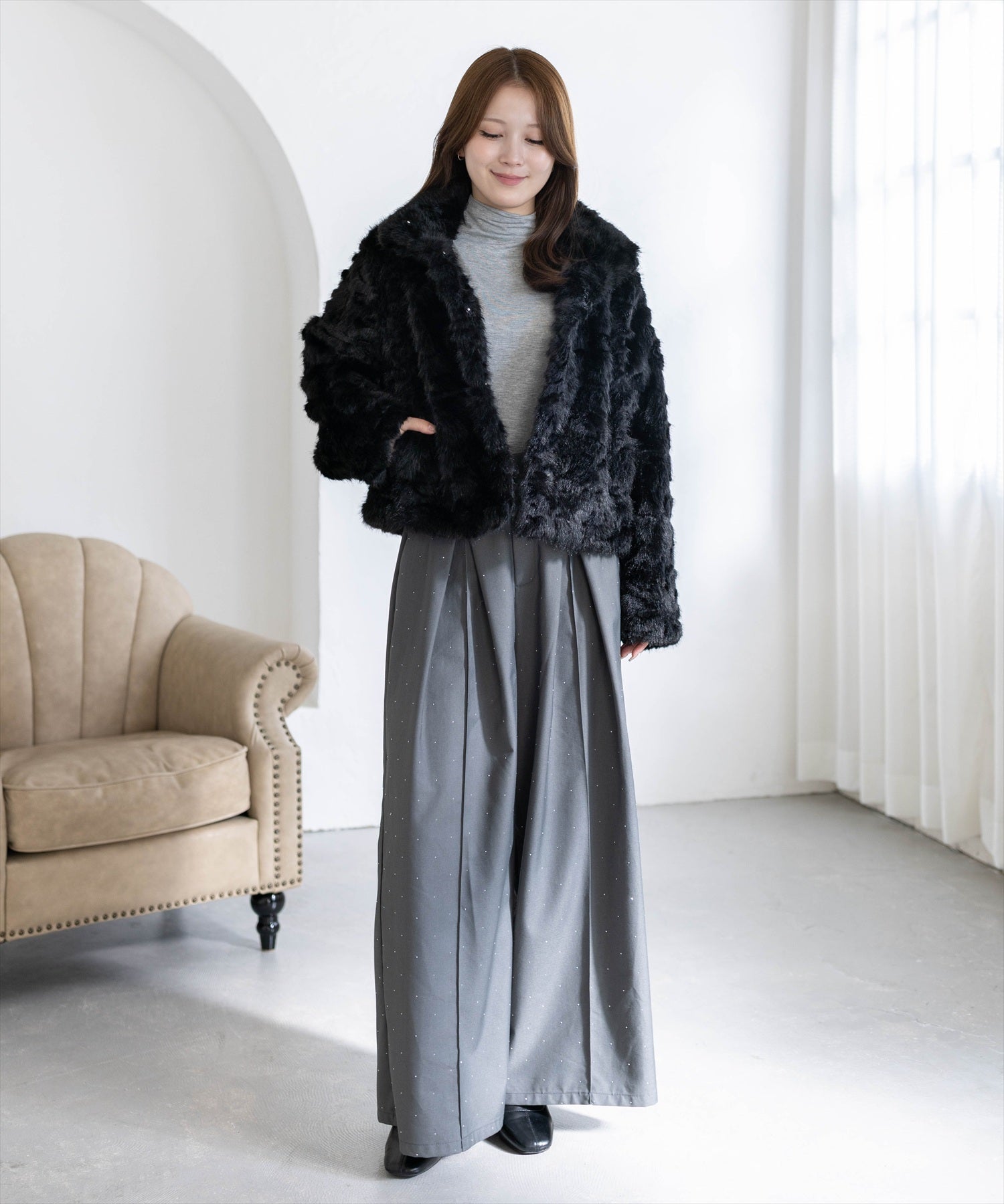 163cm/ブラック着用