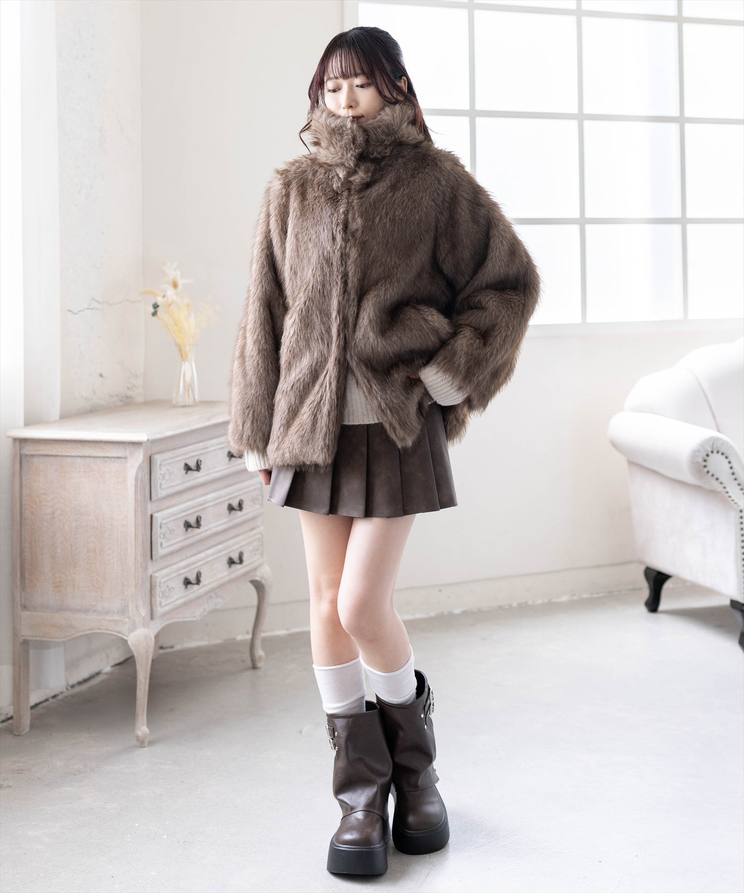 162cm/ブラウン着用