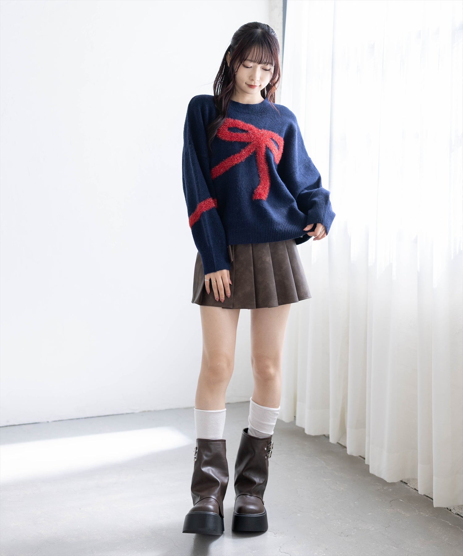 162cm/ネイビー着用