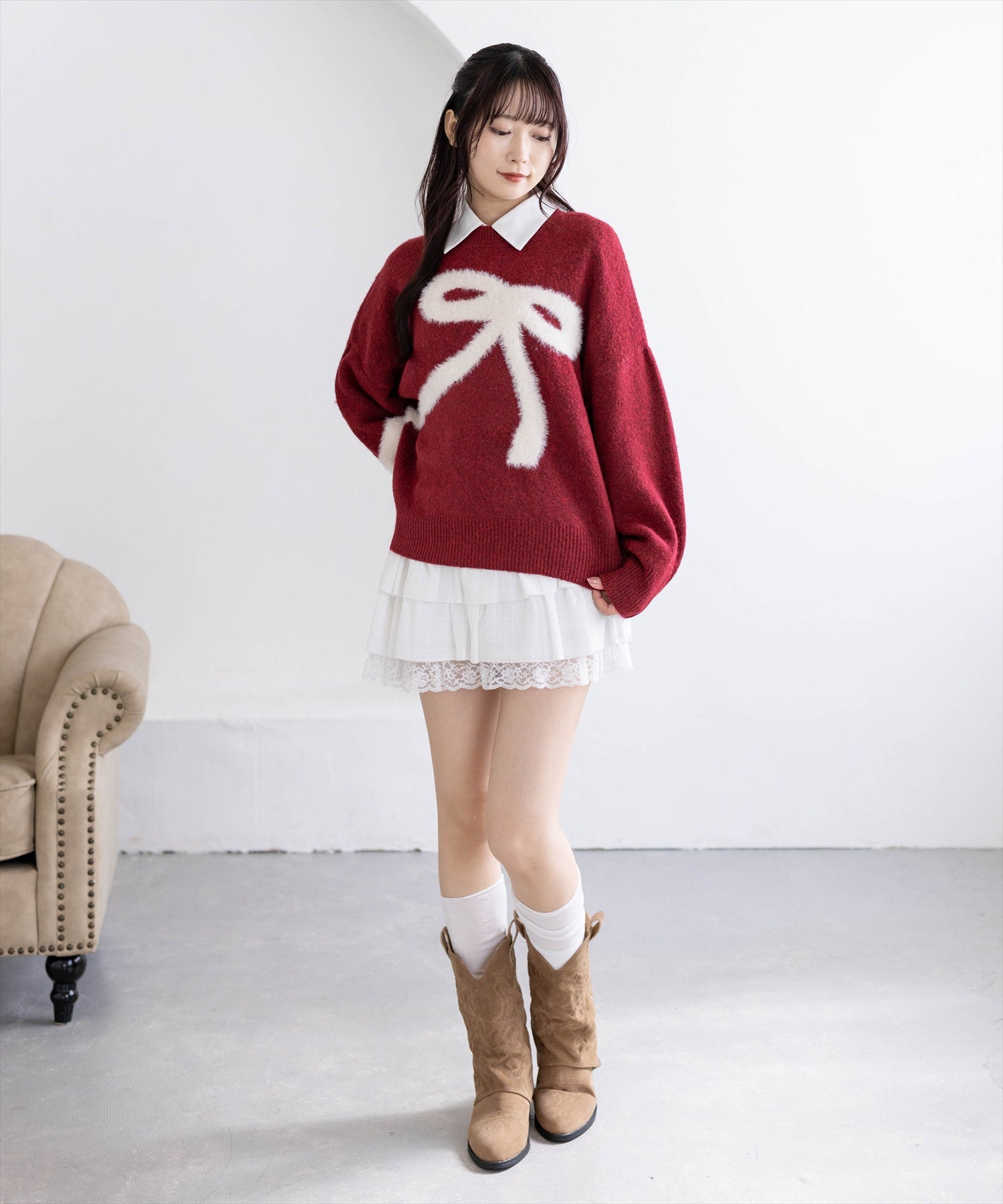 162cm/レッド着用