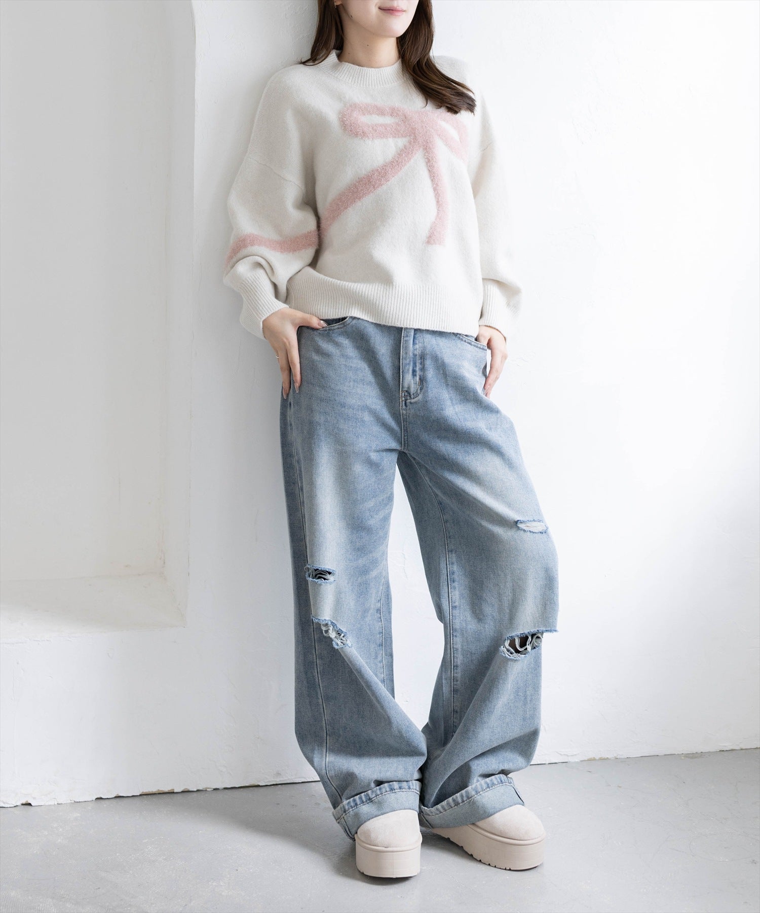 163cm/アイボリー2着用