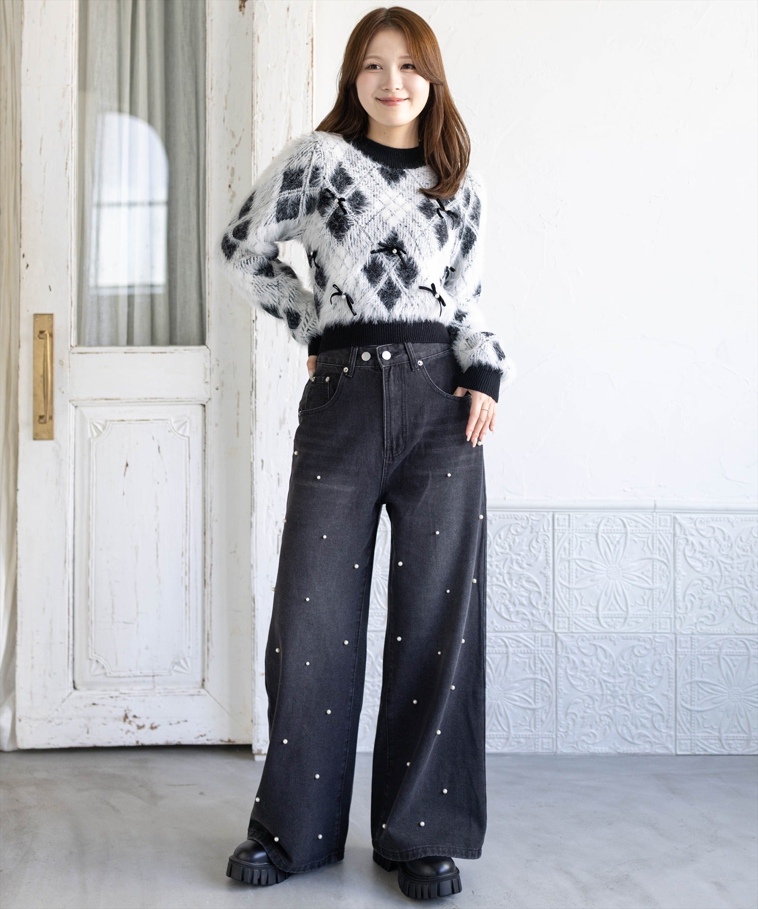 163cm/ブラック着用